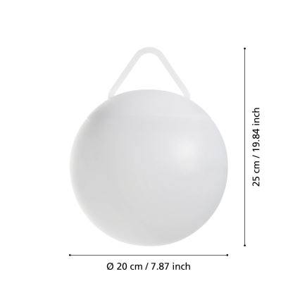 Eglo - Lámpara LED RGB recargable y regulable para exterior, 2600 mAh, IP44, blanca + mando a distancia