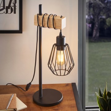Eglo 780173 - Lámpara de mesa TABODI 1xE27/40W/230V pino/negro