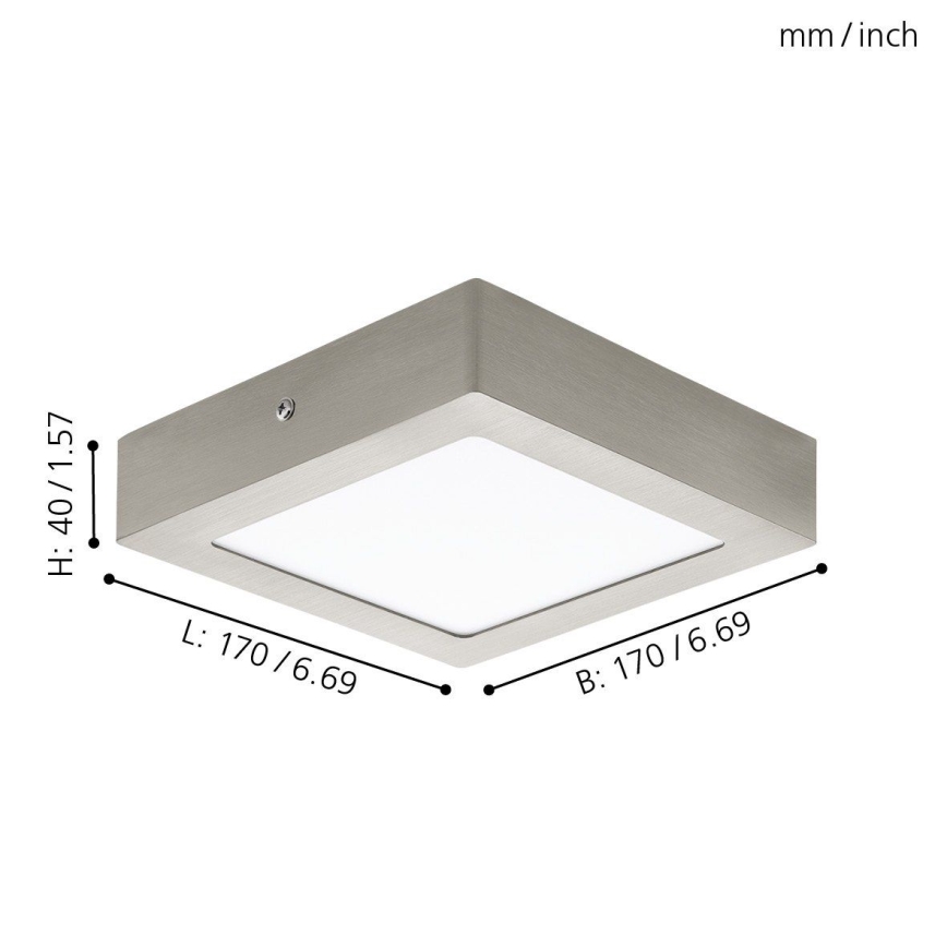 Eglo 78215 - Lámpara de techo LED FUEVA LED/10,9W/230V 17x17 cm cromo mate