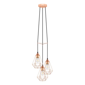 Eglo 78276 - Lámpara colgante con cable BYRON 3xE27/60W/230V, acabado cobre