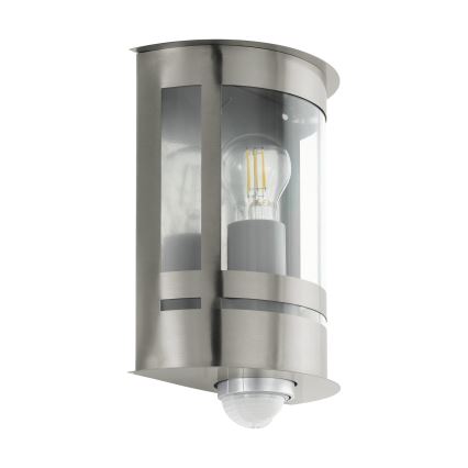 Eglo 79286 - Aplique de pared exterior con sensor crepuscular y detector de movimiento TRIBANO 1xE27/60W/230V IP44
