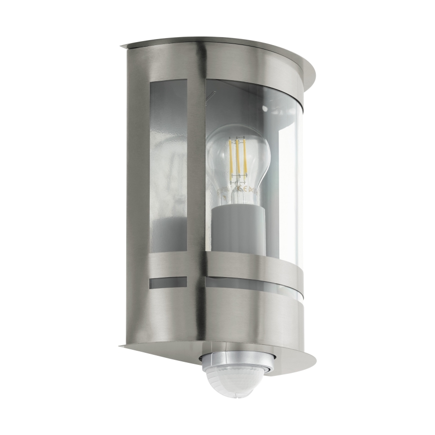 Eglo 79286 - Aplique de pared exterior con sensor crepuscular y detector de movimiento TRIBANO 1xE27/60W/230V IP44
