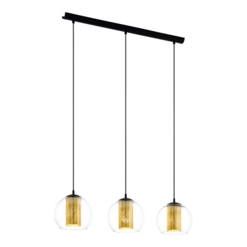 Eglo 79461 - Lámpara colgante con cable BOLSANO 3xE27/28W/230V dorado/negro