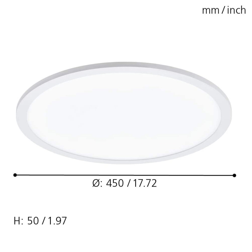 Eglo 79469 - Plafón LED regulable POZZALLO LED/21W/230V 2700-6500K blanco + control remoto