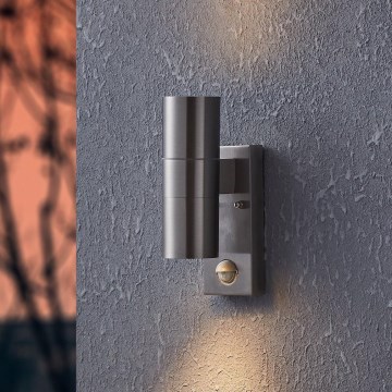 Eglo 79594 - LED Aplique para exterior con sensor ARAPONGAS 2xGU10/2,8W/230V IP44 cromo mate