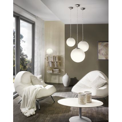 EGLO - Lámpara colgante 1xE27/60W/230V diá. 25 cm blanco