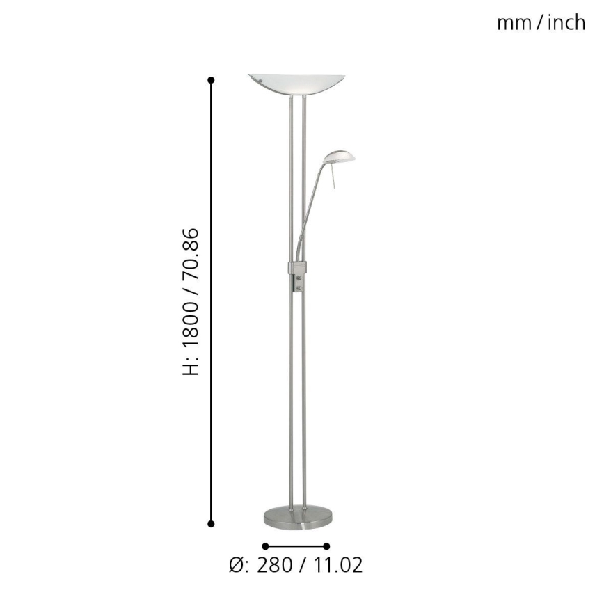 EGLO 85971 - Lámpara de pie regulable BAYA 1xR7s/230W+1xG9/33W cromo mate
