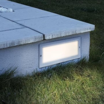 EGLO 88008 - Luminaria empotrada para exterior ZIMBA 1xE27/60W plateada/blanca IP44