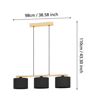 Eglo - Lámpara colgante con cable 3xE27/40W/230V