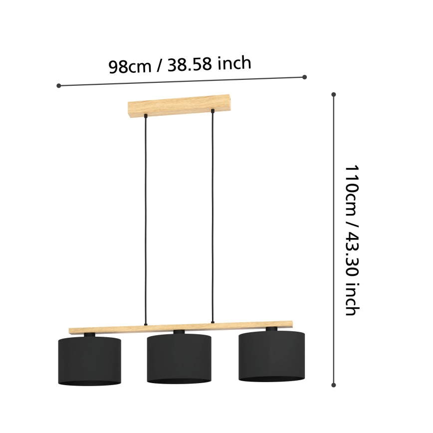 Eglo - Lámpara colgante con cable 3xE27/40W/230V