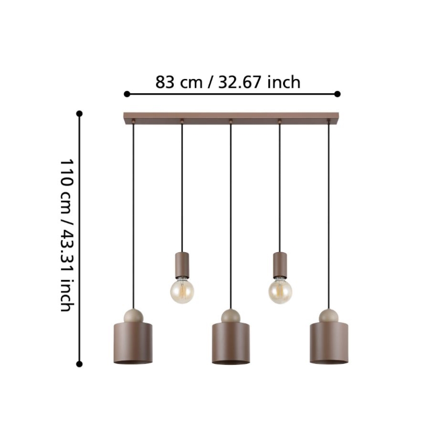 Eglo - Lámpara colgante con cable 5xE27/40W/230V
