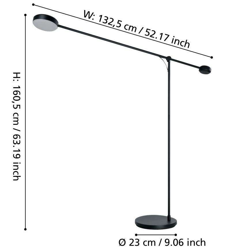 Eglo - LED Regulable táctil Lámpara de pie LED/24W/230V
