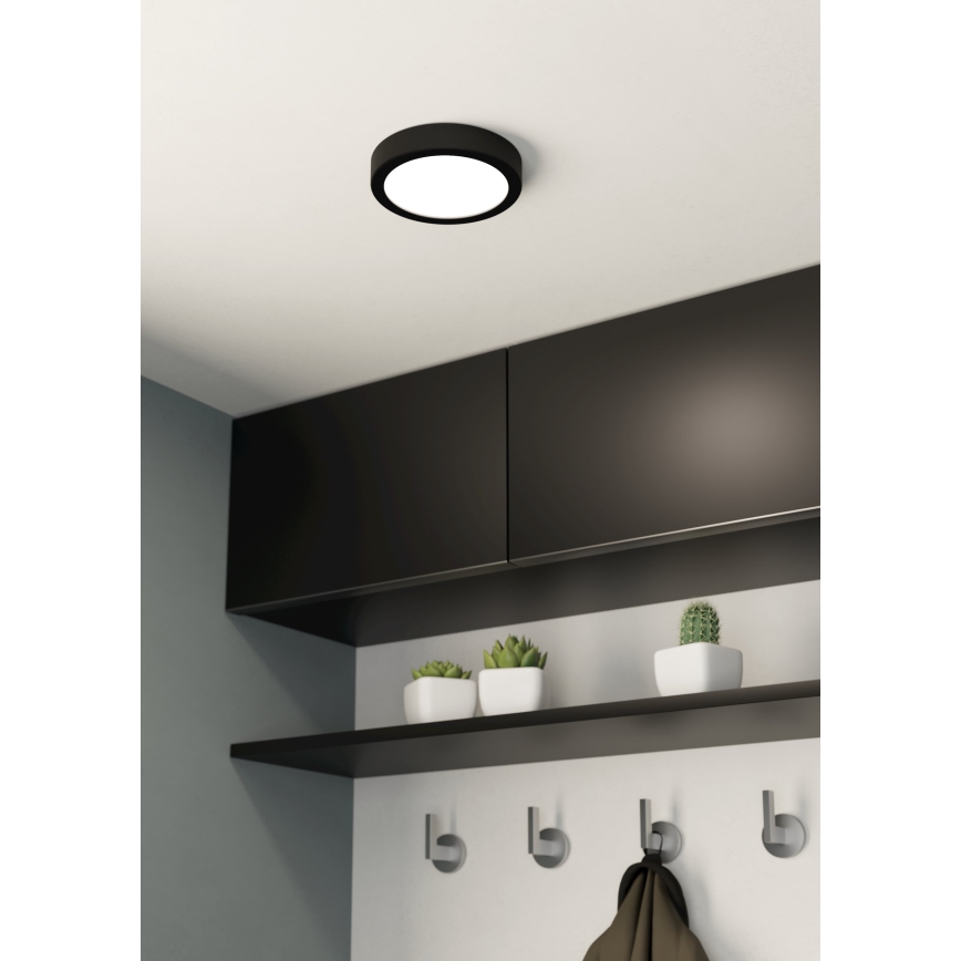 Eglo - Luminaria de techo LED regulable LED/11W/230V negra, diámetro 16 cm