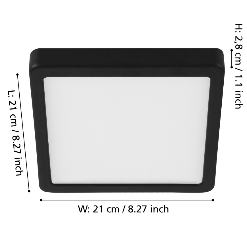 Eglo - Plafón LED regulable LED/17W/230V negro 21x21 cm