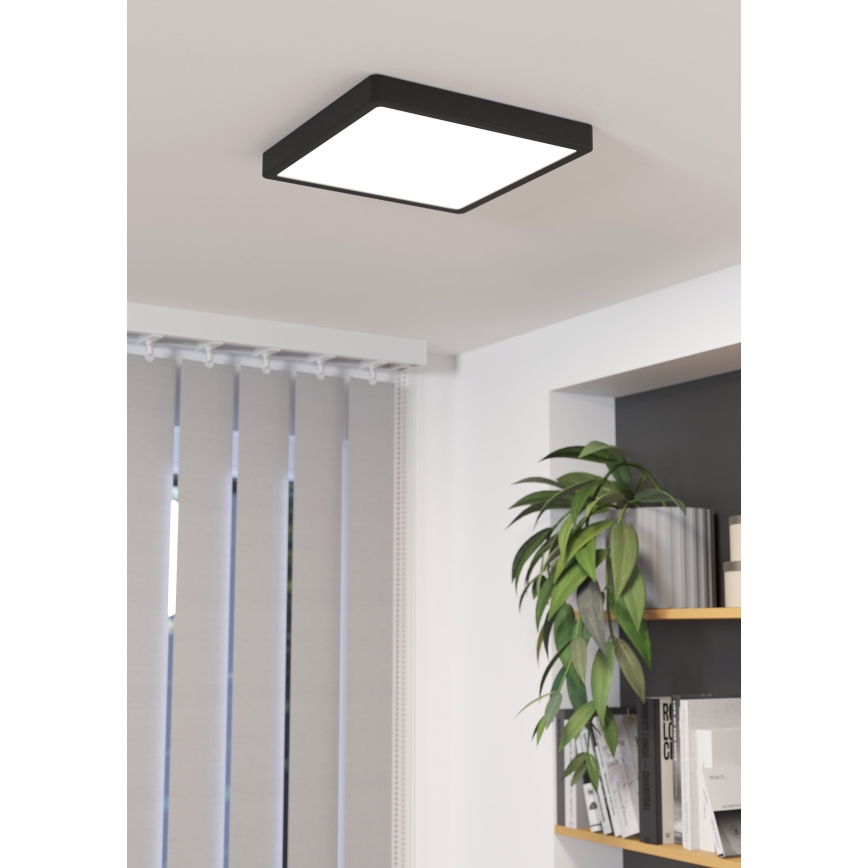 Eglo - Plafón LED regulable LED/20,5W/230V negro 28,5x28,5 cm