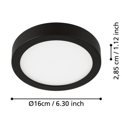 Eglo - Luminaria LED de techo para baño LED/11W/230V IP44 negra Ø 16 cm