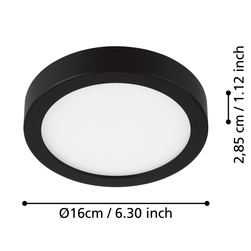 Eglo - Luminaria LED de techo para baño LED/11W/230V IP44 negra Ø 16 cm