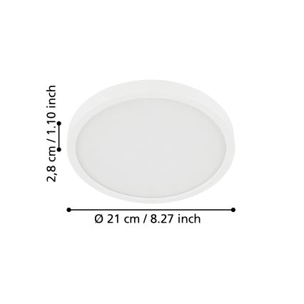 Eglo - Plafón de techo LED para baño LED/17W/230V blanco IP44 Ø 21 cm