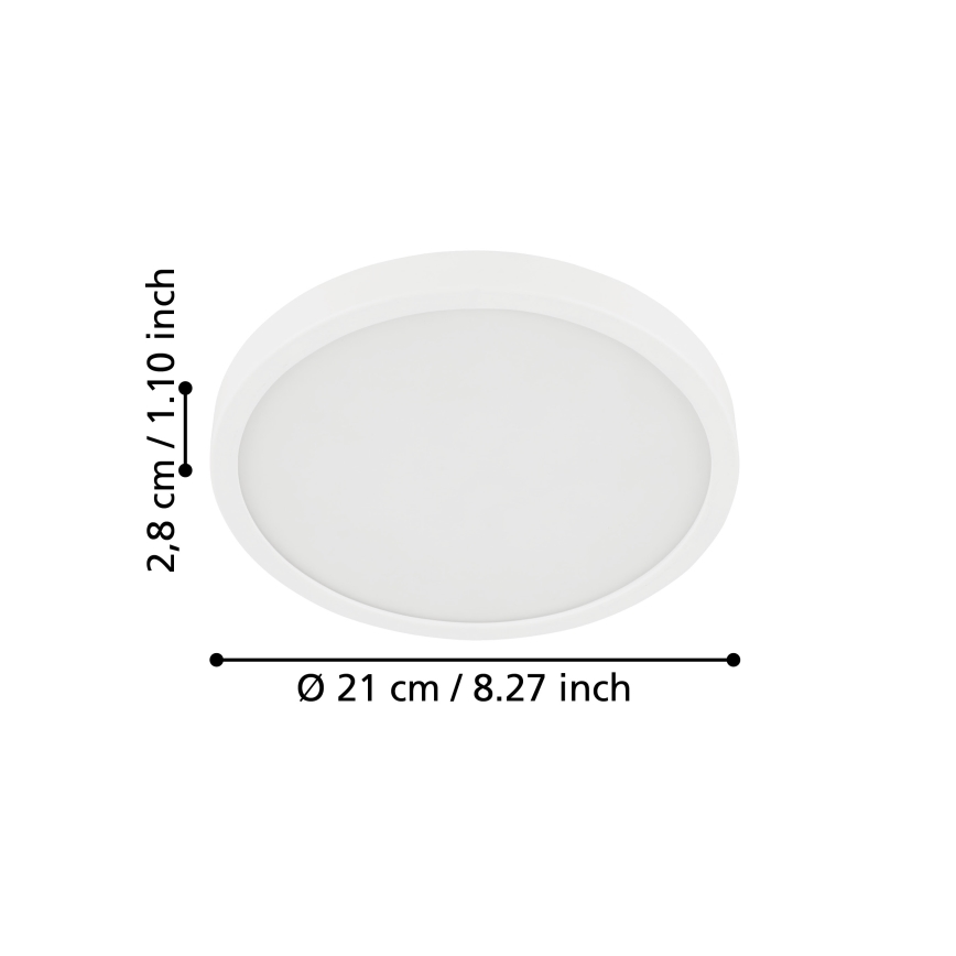 Eglo - Plafón de techo LED para baño LED/17W/230V blanco IP44 Ø 21 cm