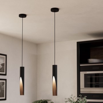 Eglo 900874 - Lámpara colgante LED con cable BARBOTTO 1xGU10/4,5W/230V negro/marrón