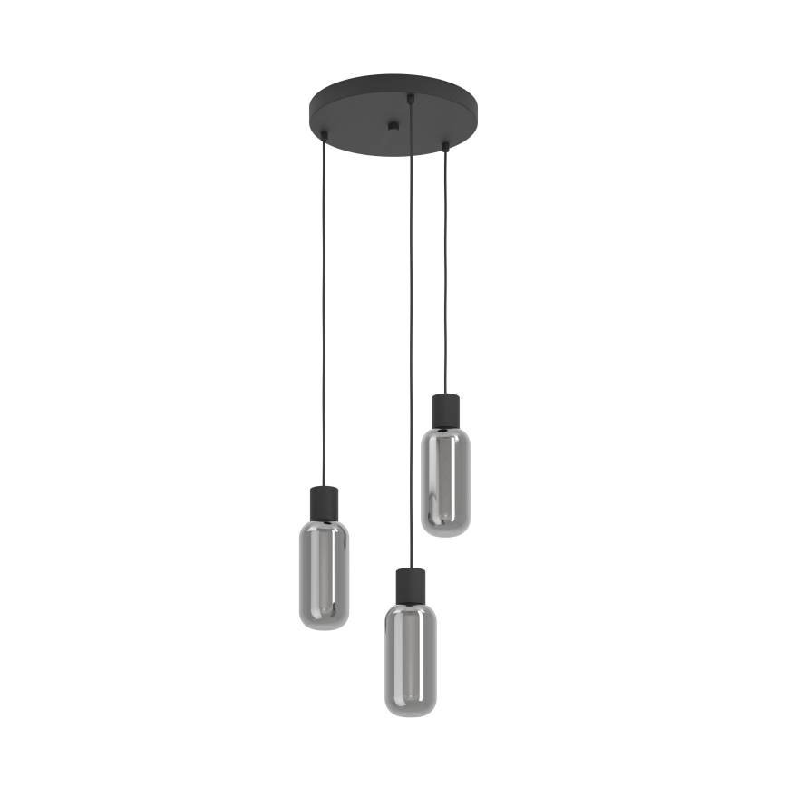 Eglo - Lámpara colgante con cable 3xE27/4W/230V negro/ahumado