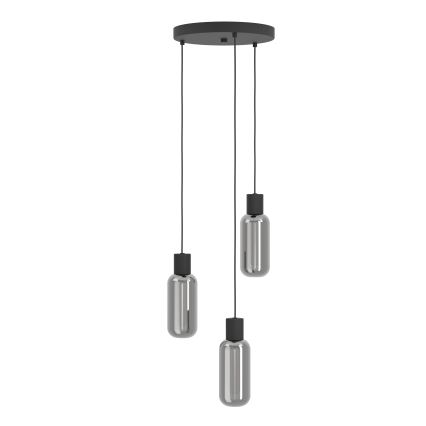 Eglo - Lámpara colgante con cable 3xE27/4W/230V negro/ahumado