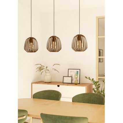 Eglo - Lámpara colgante con cable 3xE27/40W/230V bronce