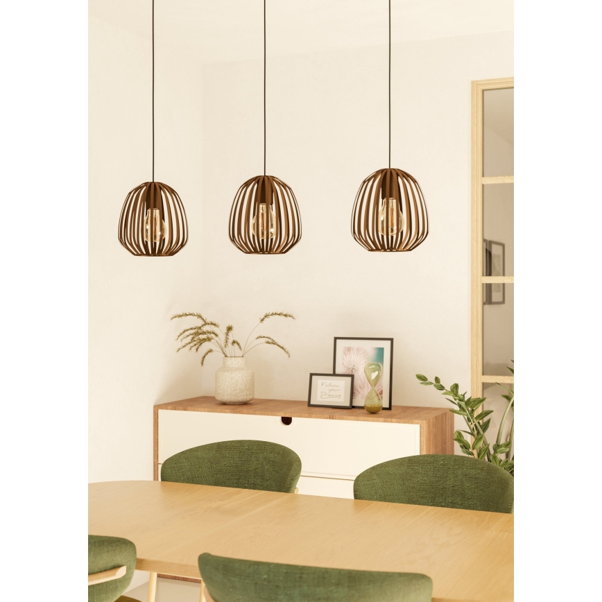 Eglo - Lámpara colgante con cable 3xE27/40W/230V bronce