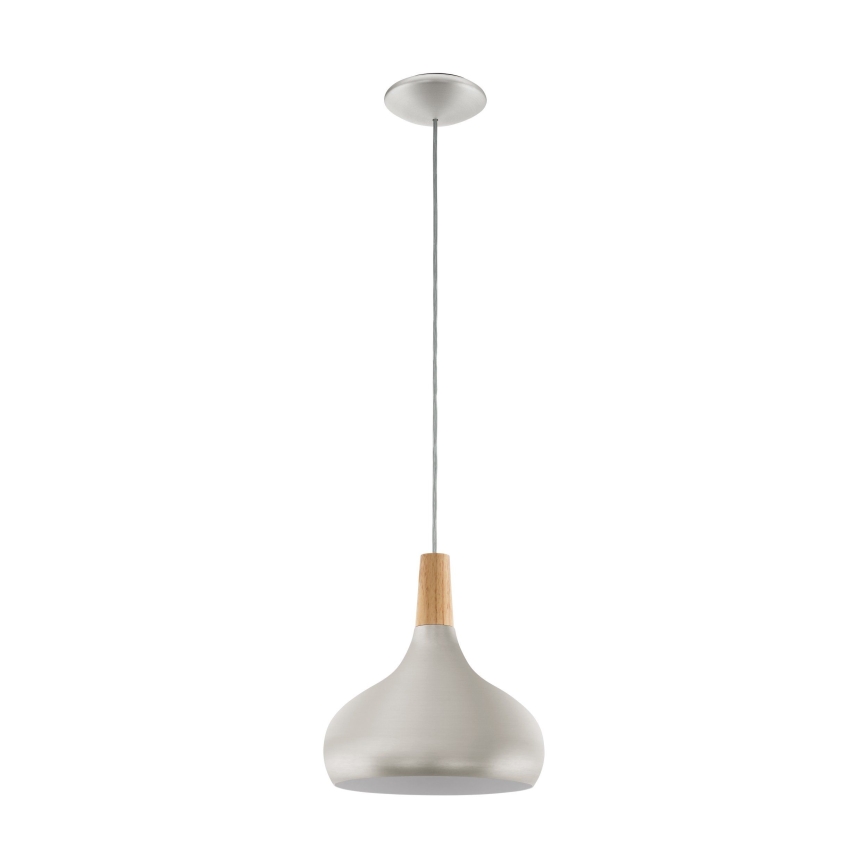 Eglo - Lámpara colgante con cable 1xE27/60W/230V, diámetro 28 cm, plateada