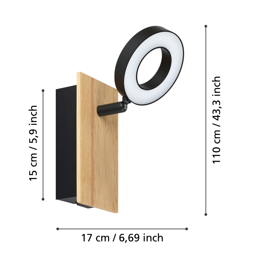 Eglo - Aplique de pared LED orientable LED/4,2W/230V negro/marrón