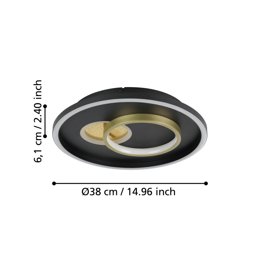 Eglo - Lámpara de techo LED/14W/230V + LED/8,5W Ø 38 cm negra/dorada