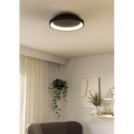 Eglo - Plafón LED regulable LED/12W/230V 2700-6500K negro + control remoto