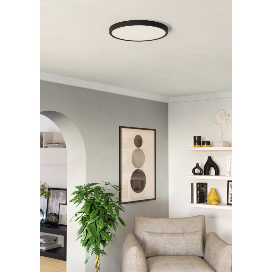 Eglo - Lámpara de techo LED 17 W, 230 V, 2700/4000/6500 K, Ø 38,9 cm, negra