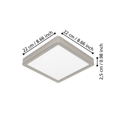 Eglo - Plafón LED 10,5W/230V 2700/4000/6500K 22x22 cm cromo mate