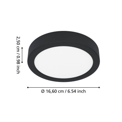 Eglo - Luminaria de techo LED para baño LED/7,5W/230V 2700/4000/6500K Ø 16,6 cm IP44 negra