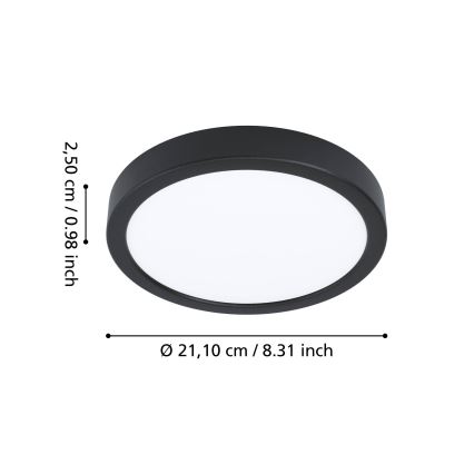 Eglo - Plafón LED para baño LED/11,5W/230V 2700/4000/6500K Ø 21,1 cm IP44 negro