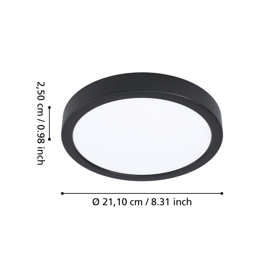 Eglo - Plafón LED para baño LED/11,5W/230V 2700/4000/6500K Ø 21,1 cm IP44 negro