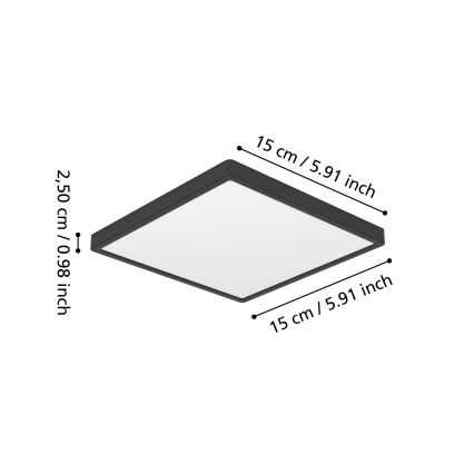 Eglo - Plafón LED de techo para baño LED/7W/230V 2700/4000/6500K 15x15 cm IP44 negro