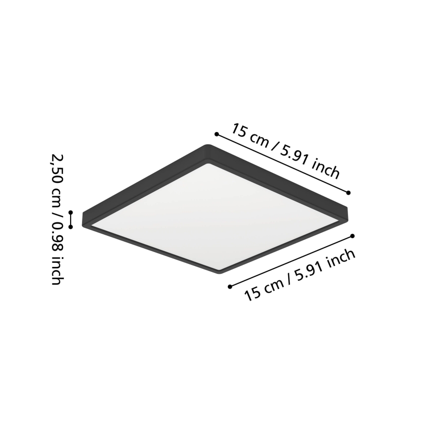 Eglo - Plafón LED de techo para baño LED/7W/230V 2700/4000/6500K 15x15 cm IP44 negro