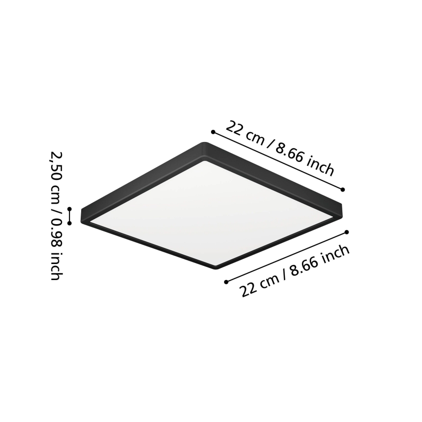 Eglo - Lámpara de techo LED para baño LED/10,5W/230V 2700/4000/6500K 22x22 cm IP44 negra