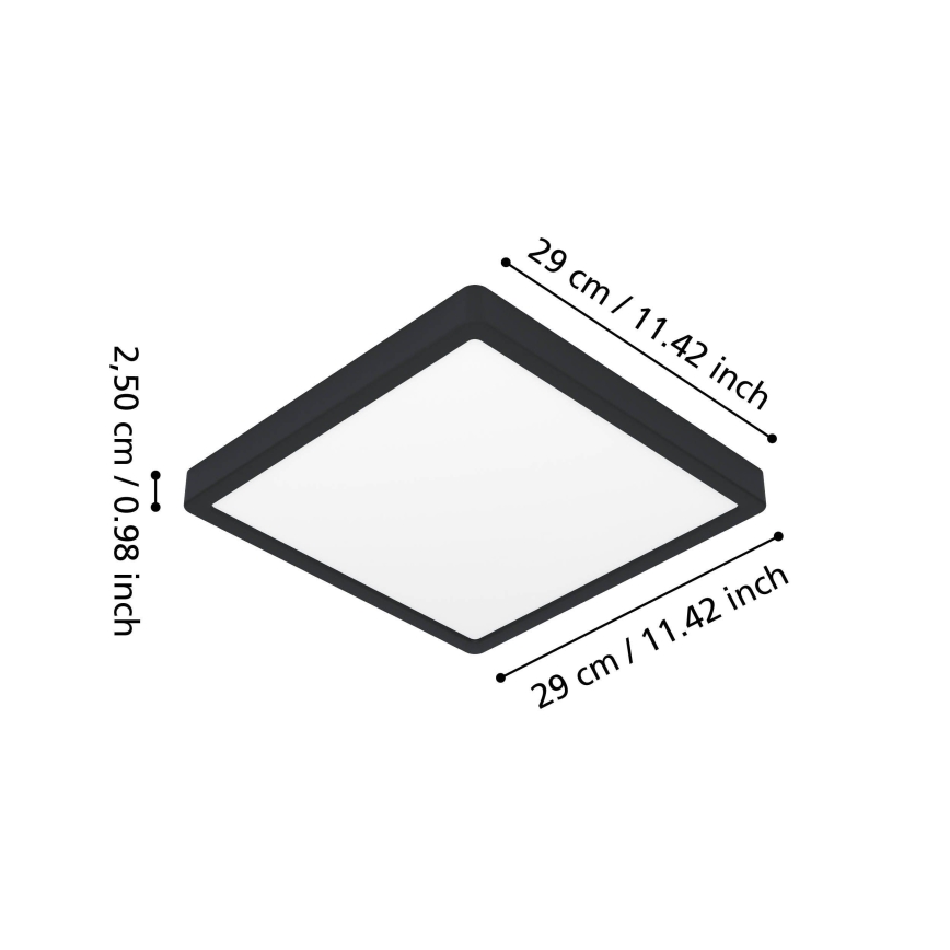 Eglo - Plafón de techo LED para baño LED/13W/230V 2700/4000/6500K 29x29 cm IP44 negro