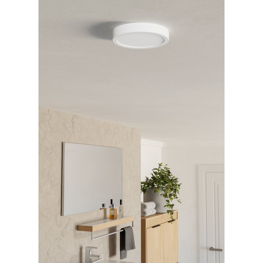 Eglo - Plafón LED para baño, 7,5 W/230 V, 2700/4000/6500 K (3 temperaturas de color), Ø 16,6 cm, IP44, blanco