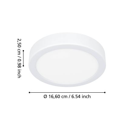 Eglo - Plafón LED para baño, 7,5 W/230 V, 2700/4000/6500 K (3 temperaturas de color), Ø 16,6 cm, IP44, blanco