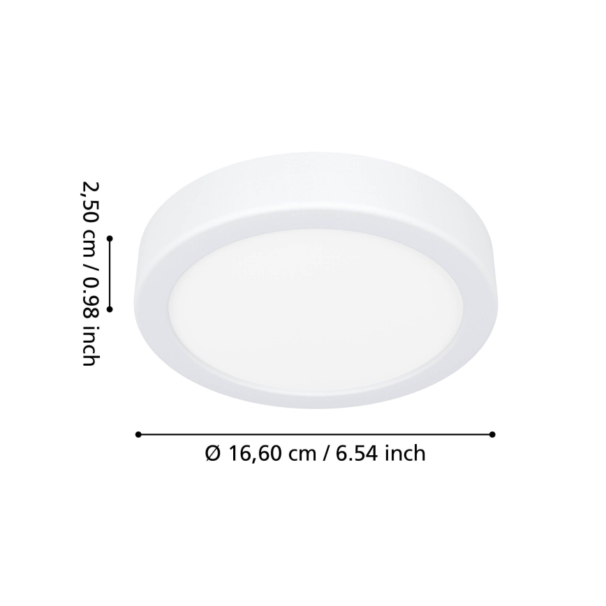 Eglo - Plafón LED para baño, 7,5 W/230 V, 2700/4000/6500 K (3 temperaturas de color), Ø 16,6 cm, IP44, blanco