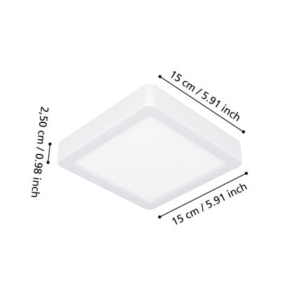 Eglo - Plafón LED para baño LED/7W/230V 2700/4000/6500K 15x15 cm IP44 blanco
