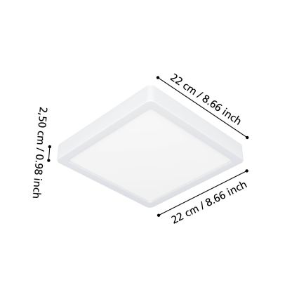 Eglo - Plafón LED para baño 10,5W/230V 2700/4000/6500K 22x22 cm IP44 blanco