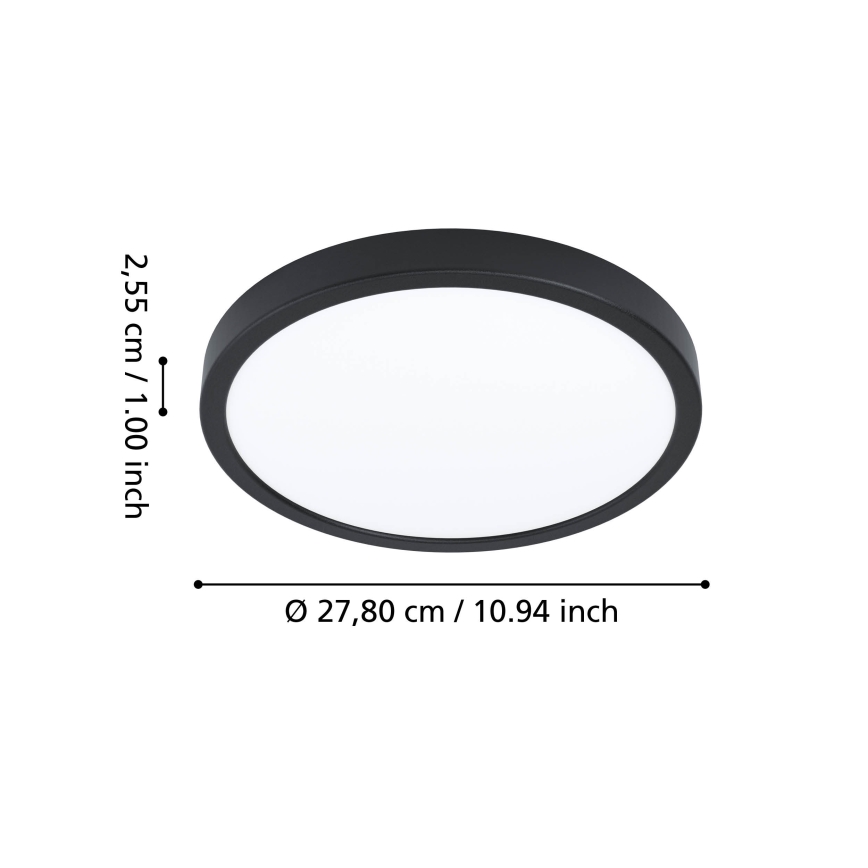 Eglo - Plafón de techo para baño LED RGBW regulable LED/14,3W/230V 2700-6500K Ø 27,8cm IP44 negro