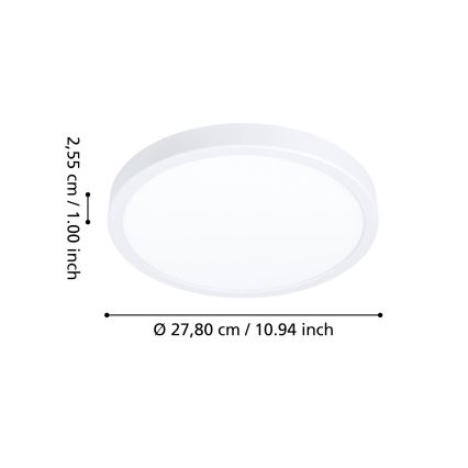 Eglo - Luminaria de techo LED RGBW regulable para baño LED/14,3W/230V 2700-6500K Ø 27,8 cm IP44 blanco