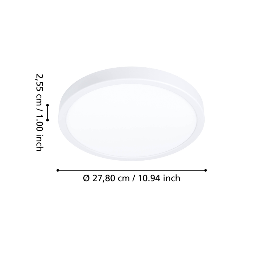 Eglo - Luminaria de techo LED RGBW regulable para baño LED/14,3W/230V 2700-6500K Ø 27,8 cm IP44 blanco