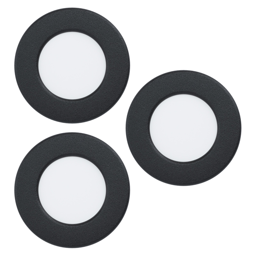 Eglo - Set de 3 downlights empotrables LED/3,7W/230V 2700/4000/6500K Ø 8,8 cm negro
